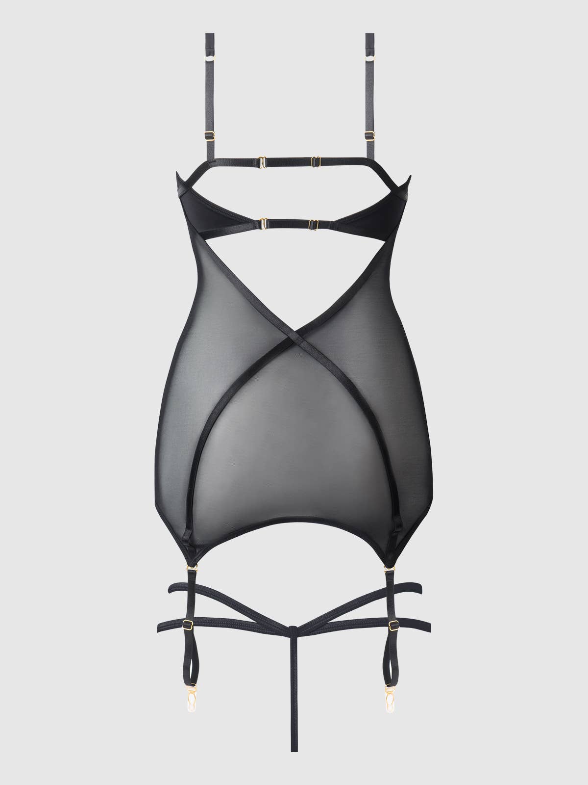 
                  
                    RAQUEL MESH & SILKY MICRO UNDERWIRE CHEMISE & G-STRING SET: BLACK / Large
                  
                