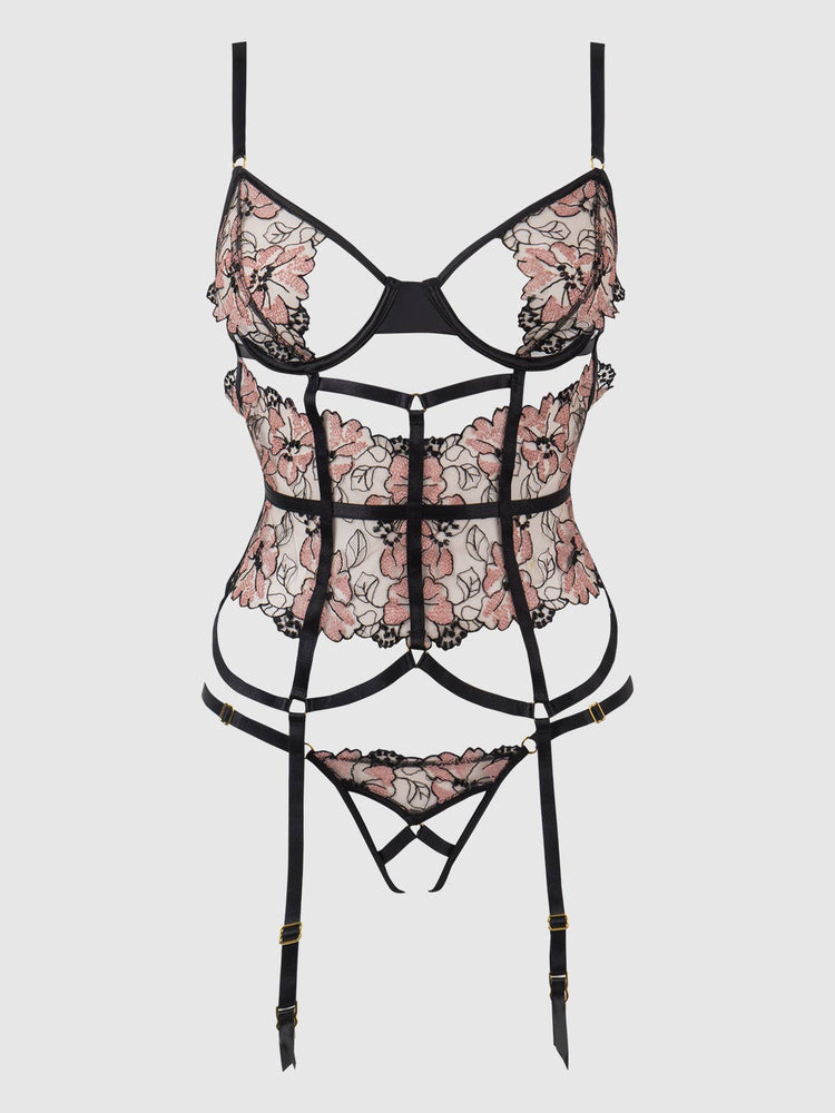 
                  
                    NOVA BLACKLIGHT LACE CORSET & CROTCHLESS G-STRING SET: JADED BLUE / 1X/2X
                  
                