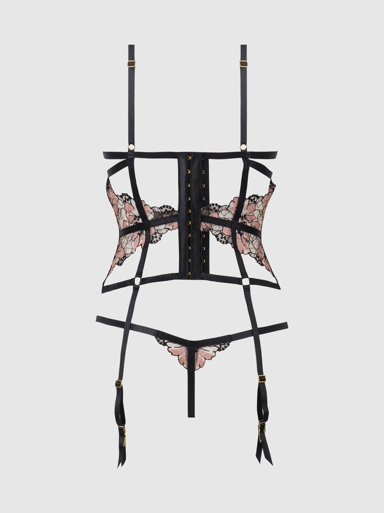 
                  
                    NOVA BLACKLIGHT LACE CORSET & CROTCHLESS G-STRING SET: JADED BLUE / X-Large
                  
                