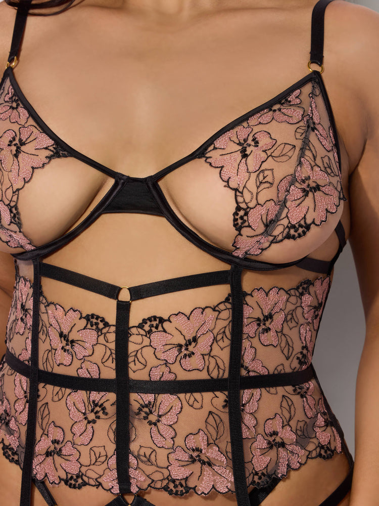 
                  
                    NOVA BLACKLIGHT LACE CORSET & CROTCHLESS G-STRING SET: JADED BLUE / 1X/2X
                  
                