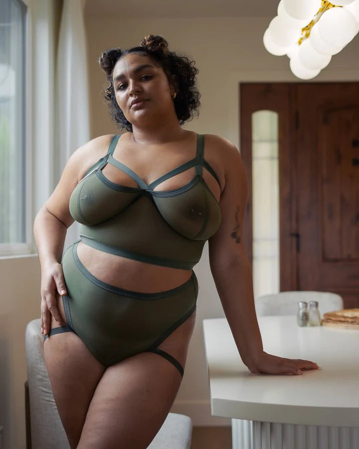 Green Mesh Y Control Bralette