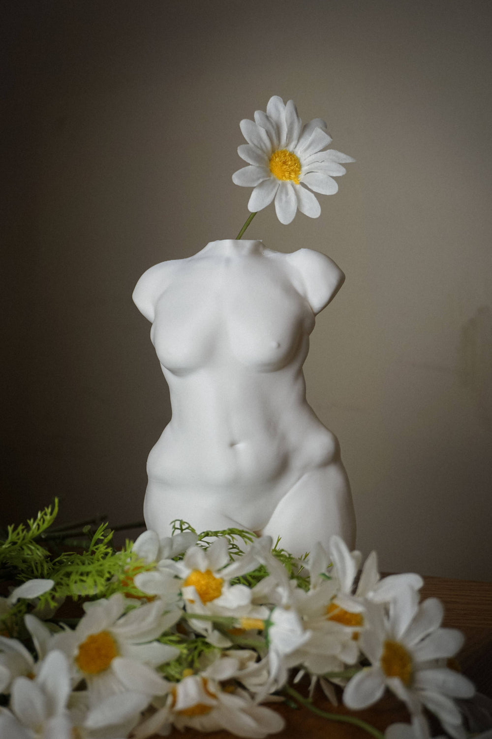 Curvy Woman Figure Vase, Female Body - 3D Printed, White
