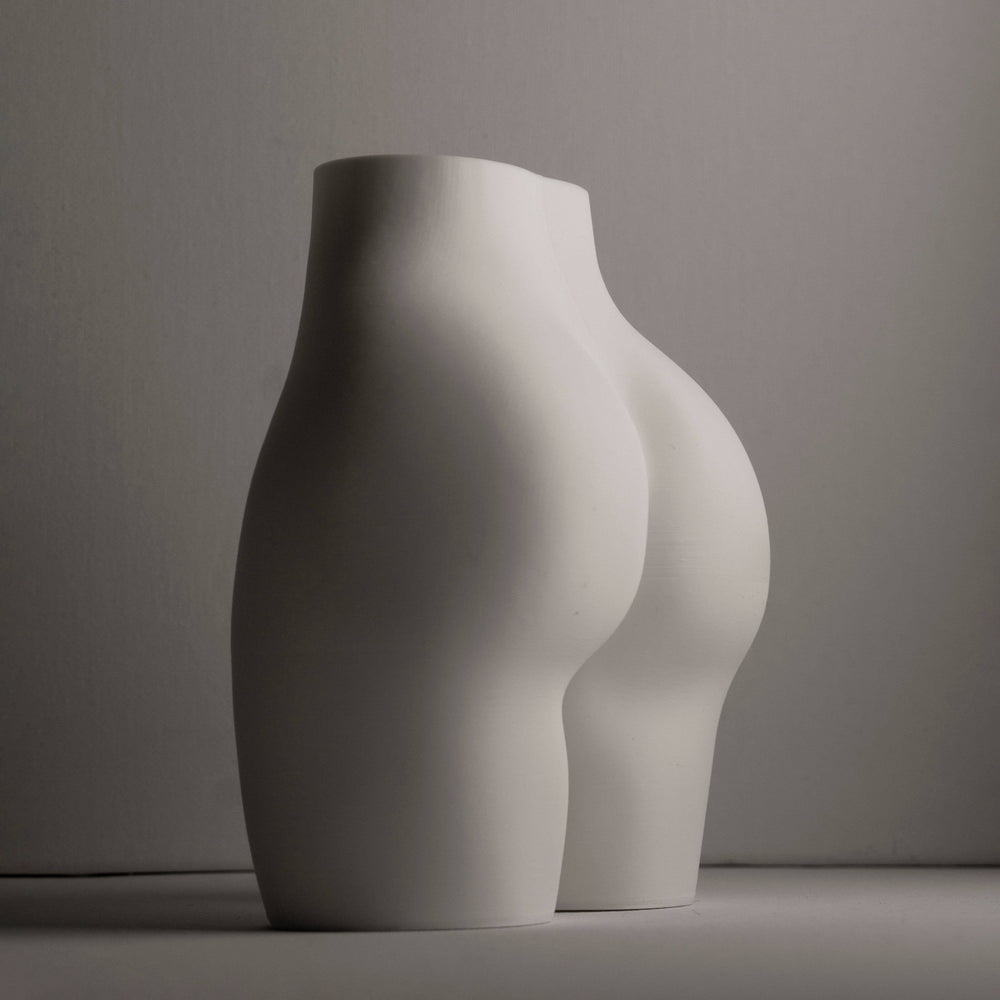 Booty Vase, Female Bum Pampas Pot - 3D Printed Plastic-White